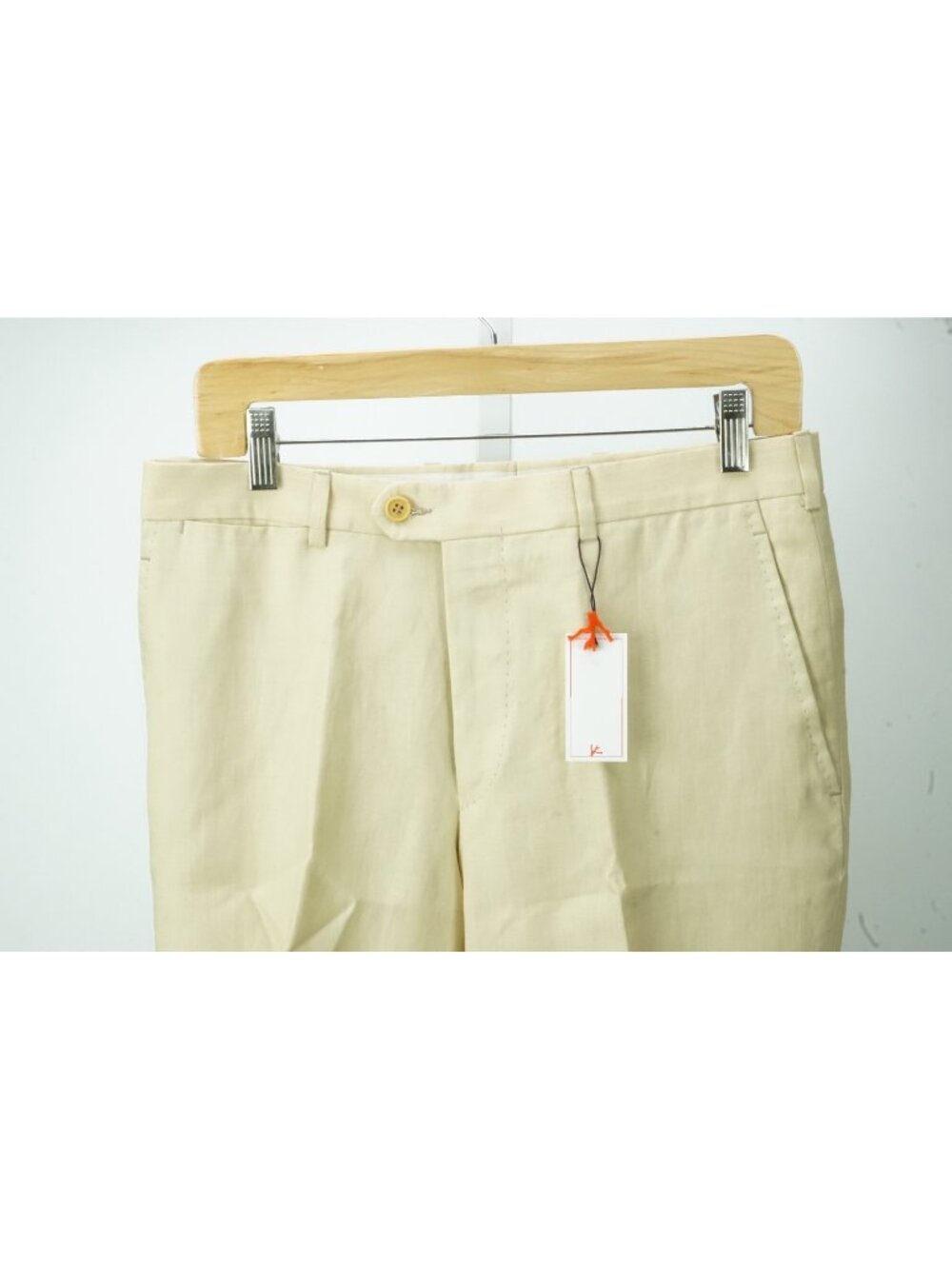 Isaia Sand Beige 100% Linen Mens Dress Pants Sz 46 EU BRAND NEW